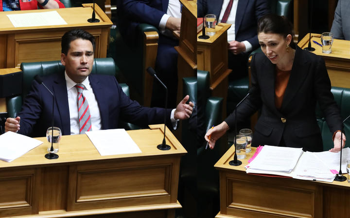 Leader of the Opposition Simon Bridges and Prime Minister Jacinda Ardern during Question Time.