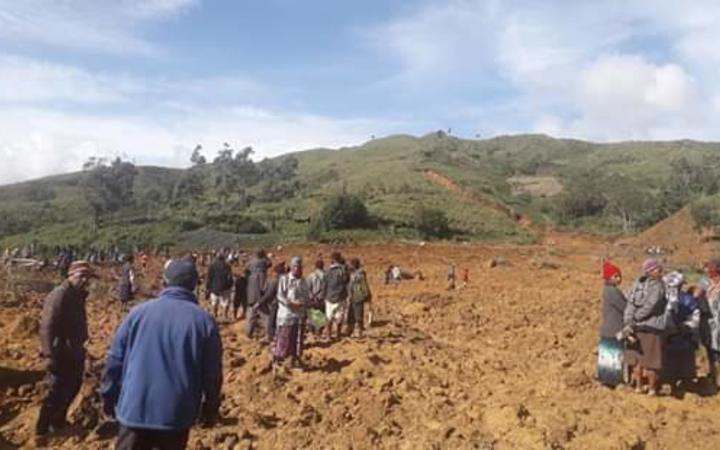 At least 12 people are feared dead after a landslip in the Tambul-Nebilyer district in Papua New Guinea's Western Highlands Province. 21 March 2020.
