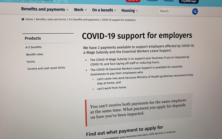 Work and Income's Covid-19 support web page.