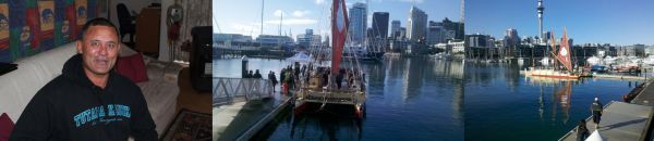 Celestial navigator Jack Thatcher and the waka departure on August 17, 2013.