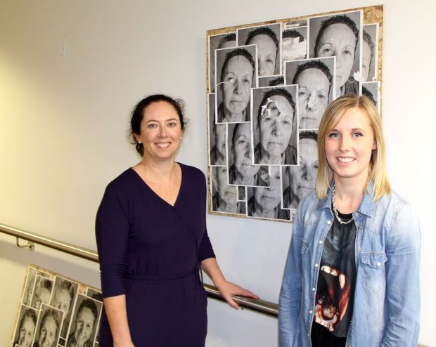 Louise and Amy with one of the artworks Amy has produced