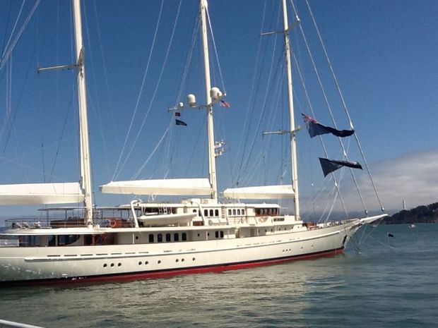 US billionaire Jim Clark flying a huge NZ flag