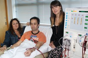 Health dialysis nurse educators Sandy Neale Becky Hayston with patient Kori Solomon
