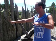 Lucas Jones (No Muriwhenua, Nga Puhi) demonstrates actions to waiata maori Purea Nei
