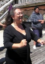 Out there! Project leader Elizabeth Kerekere participates in the waiata practise at the National Queer Youth Hui 2009