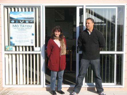 Maani Stirling and Fiona Musson ouside their office, Ngati Moki - Taumutu Marae, Taumutu (September, 2009)