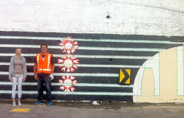 Sheyne Tuffery and his mural