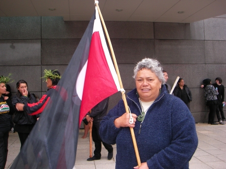 Protestor Mere Simon who resides in Kaitaia.