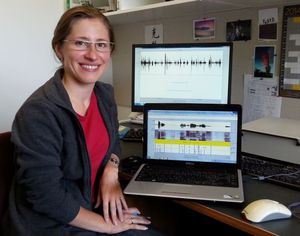 Ksenia Gnevsheva with the computer software she uses to analyse accents