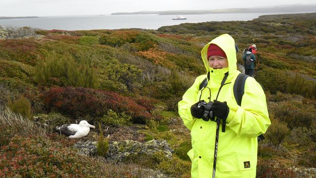 Sub antarctic Heather Richardson and albatross c Paul Charman