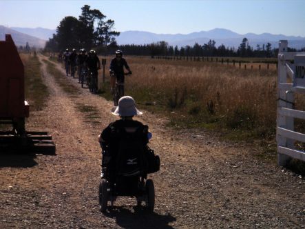 Day One: Trish Harris at the start of the Otago Rail Trail, Middlemarch end.