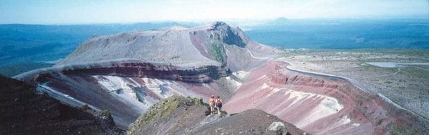 Mount Tarawera now displaying the km long rift caused by the eruption