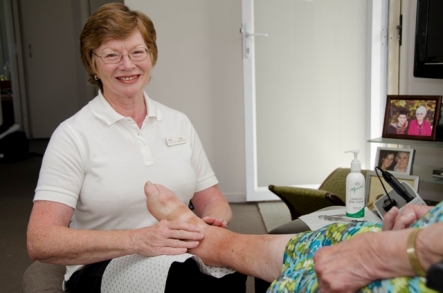 IRIS Footcare nurse keeping the customer satisfied.