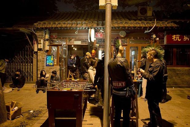 Hell City sport their mohawks outside the Old What Bar Beijing