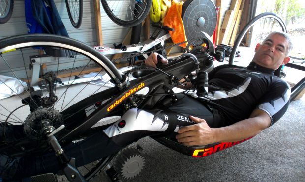 Shane Blows in his high performance hand bike RNZ