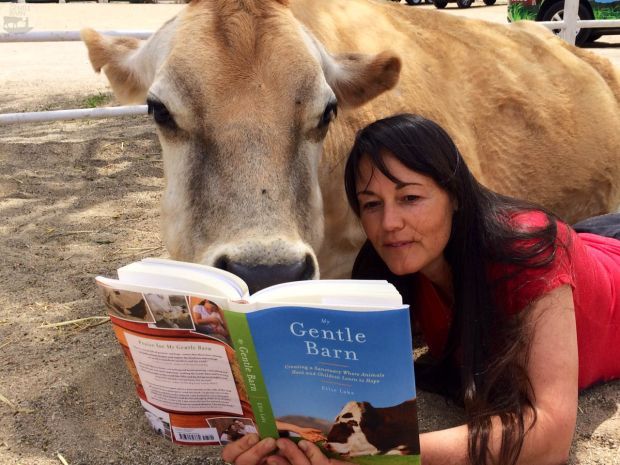 Ellie reading to Buttercup