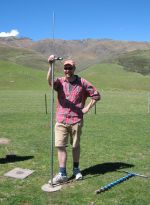 Geologist Andrew Gorman with buffalo gun