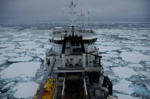 The Tangaroa going into pack-ice in the Ross Sea