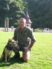 DOC ranger and dog trainer Scott Theobald with Crete