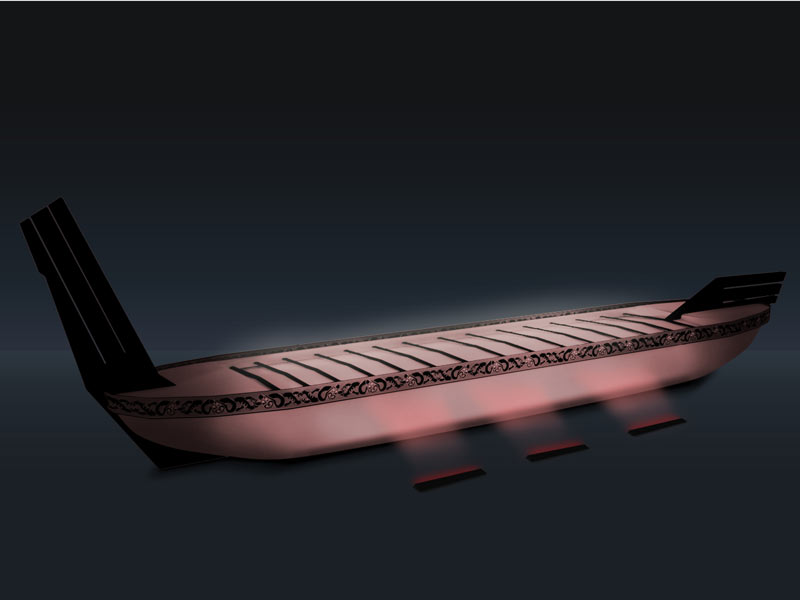 Red view of the perspex waka