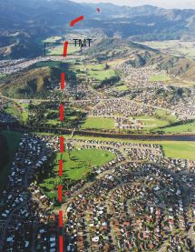 Wellington fault line in the Hutt Valley