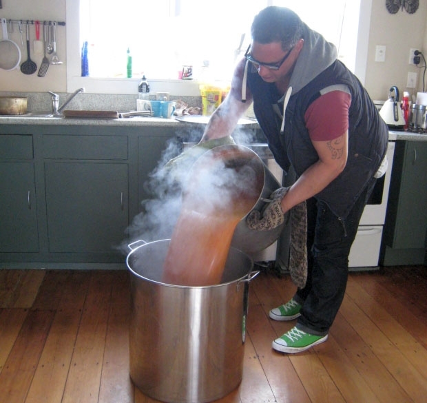 Kevin Swannell transferring the soup f