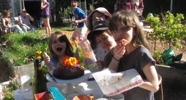 Community garden pizza party