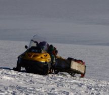 One of the tracked vehicles used to travel in Antarctica