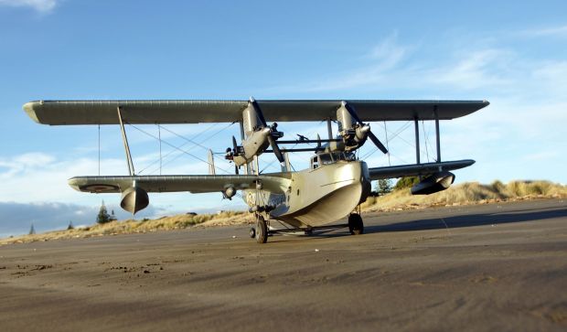 Singapore model plane on beach