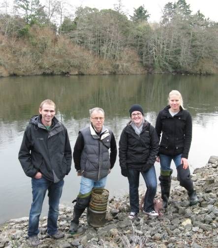 Large river rersearch team on the banks of the Waikato River