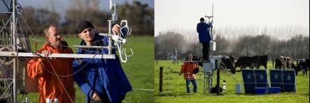 Setting up an eddy covariance machine to measure soil carbon flux on a dairy farm