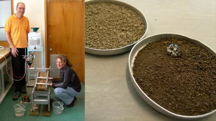 Markus Deurer, Karen Mason, and a drop test on two soils