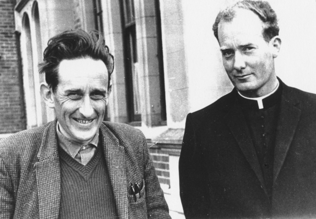 James K Baxter left and John Weir Photo taken in at St Bede s College Christchurch by John Hogan S M