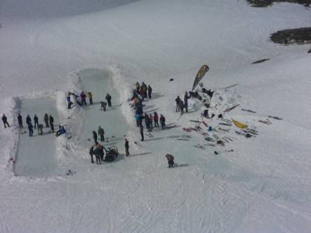 Ken Cookson from Canterbury sent us this photo from last weekend of Curling at metres above sea level on a frozen tarn at the top of the Mt Olympus ski field