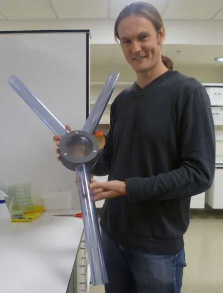 Greg Holwell with a y-tube experimental device