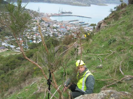 Pyrotechnics Anthony Lealand rock blasting in the Port Hills Nov small