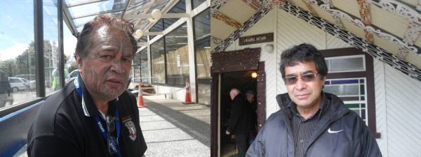 Interim Māori Iwi Liaison Officer Joe Harawira and Motiti 
Island resident Nepia Ranapia.