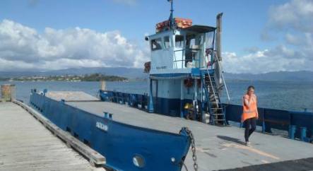 Matakana Island barge and Omokoroa in the background