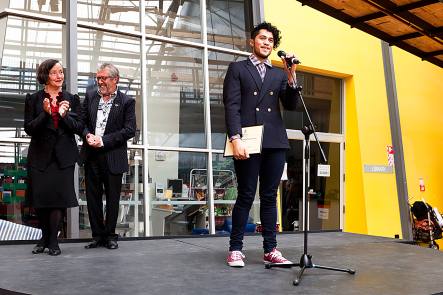 Toi Whakaari actor Alex Tarrant receives his scholarship from The Museum Art Hotel image courtesy of Shakespeare Globe Centre New Zealand