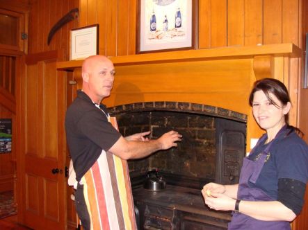 Coal Range Dec Chimney sweep Steve Williams and Erin from Cornwall Park checking if the range is heating up small