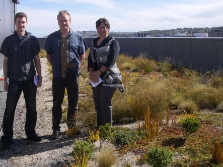 Mark Mason, Hans Pietsch and Janice Lord in the roof garden