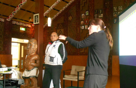 Joe McLeod and Angie Rodgers at the Marae and Civil Defence training Wainuiomata Marae