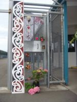 Gate at Hawke's Bay prison Maori Focus Unit decorated to commemorate the tenth anniversary since the unit was set up.