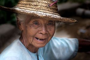 Many Burmese, like this elderly lady, have been displaced by the cyclone.