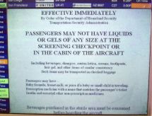 Plane warning regarding liquids