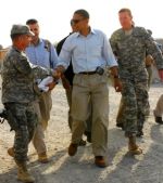 Barack Obama visits with American troops in Afghanistan