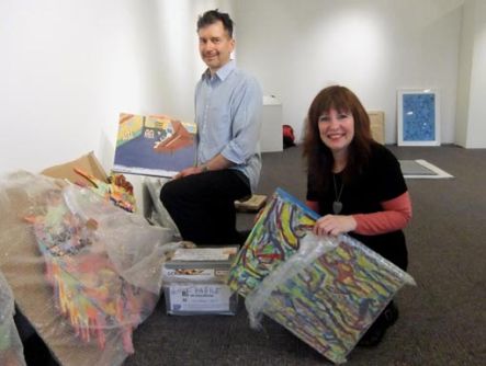 Setting up work for Original Voices Pataka Museum of arts and Cultures image supplied by Arts Access Aotearoa