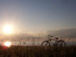A bicycle in the sunset