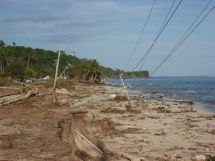 Damage to a beach front in Samoa
