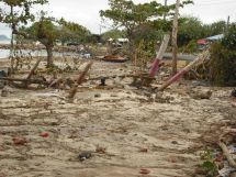 Devastation at a beach in Samoa